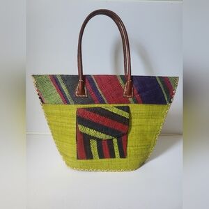 Multicolor Woven Tote Bag Handmade In Kenya
